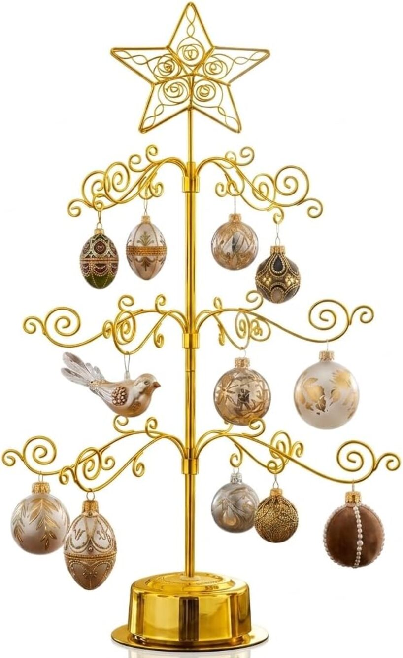 NEW in Box Regency 48" Gold Battery Rotating Ornament Tree Christmas
